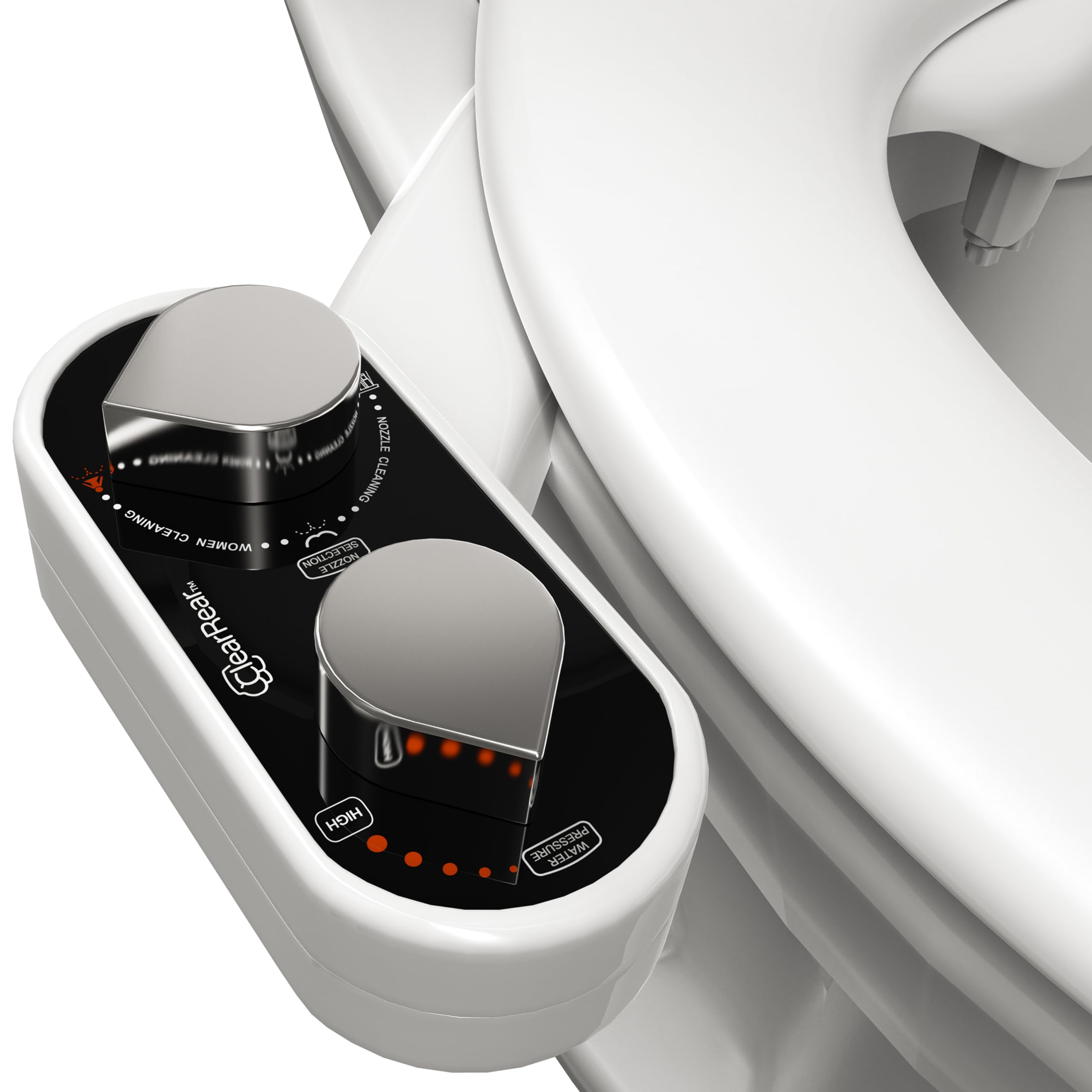 CLEAR REAR bidet attachment with dual nozzles