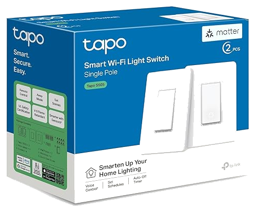 TP-Link Tapo Matter Smart Light Switch: Voice Control w/Siri, Alexa &amp; Google Home | UL Certified | Timer &amp; Schedule | Easy Guided Install | Neutral Wire Required | Single Pole | Tapo S505(2-Pack)