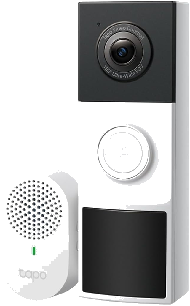 Tapo 2K Wireless Smart Video Doorbell w/Chime, 160° Ultra-Wide View, D210